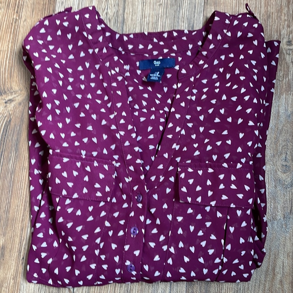 Gap blouse sheer long sleeve